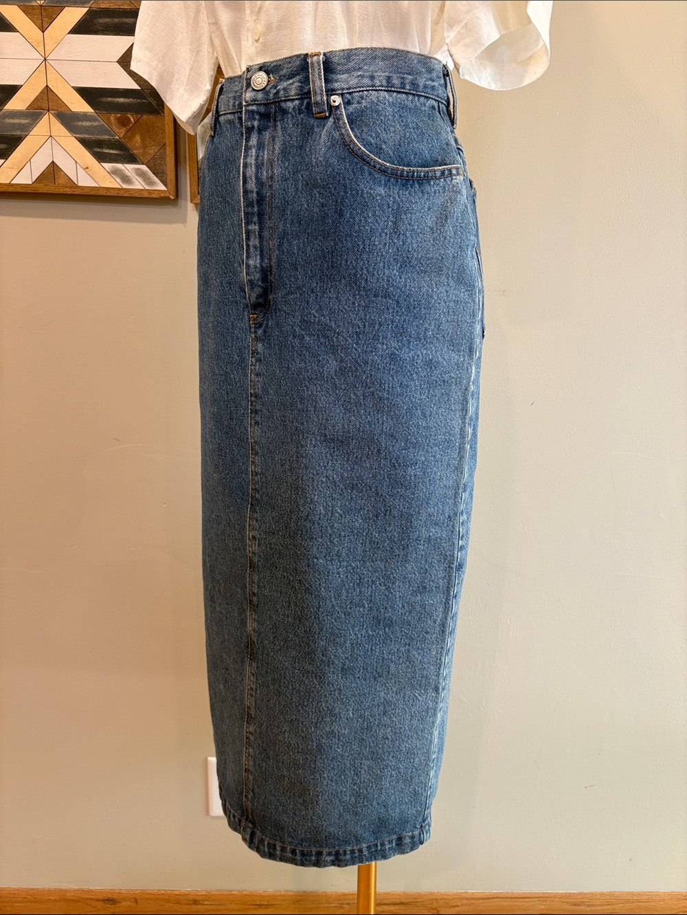 Vintage Ralph Lauren Country 90s Long Denim Blue Jean Skirt size 8 - Picture 5 of 14